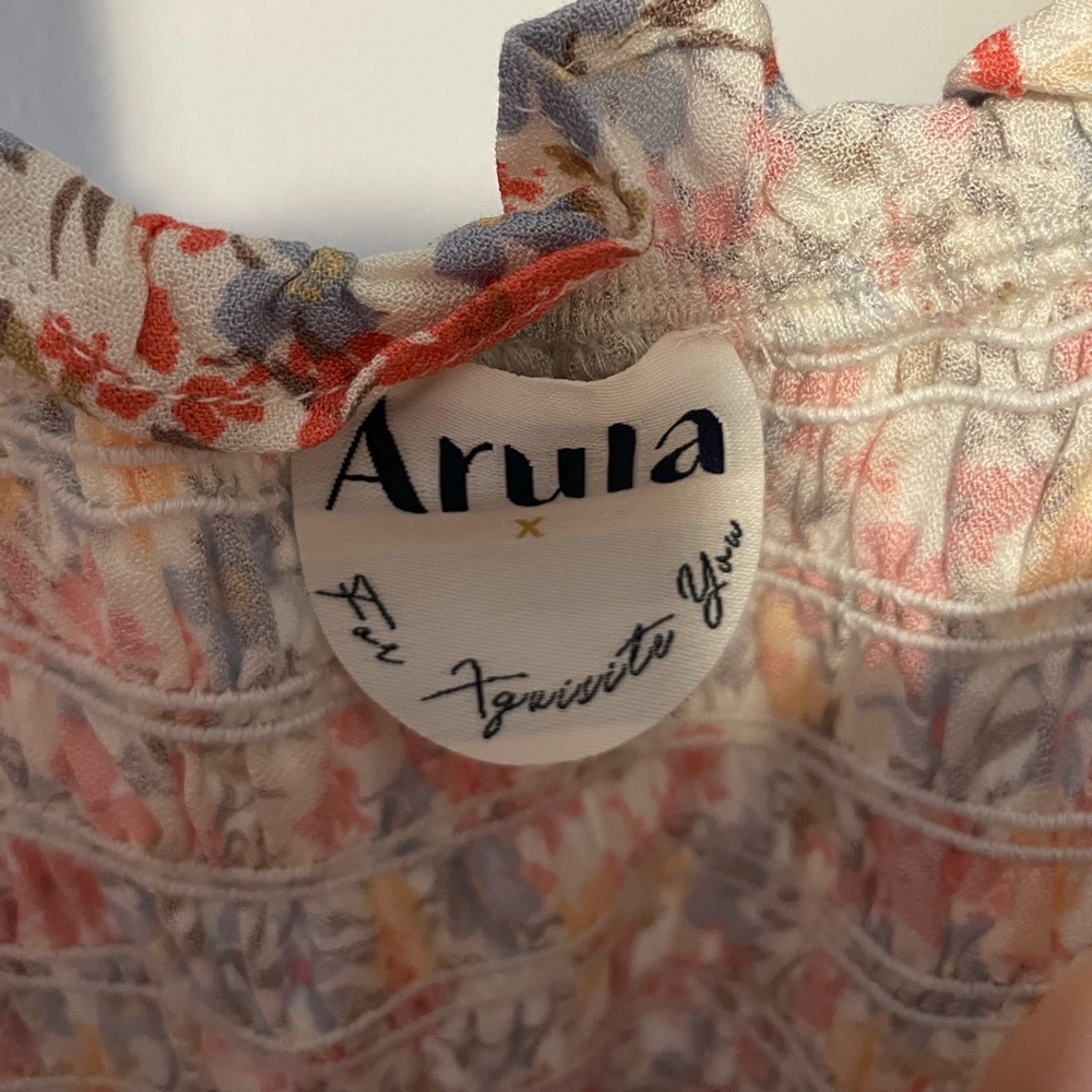 Arula Multi-Colored Smocked Floral Crop Top - Picture 6 of 7